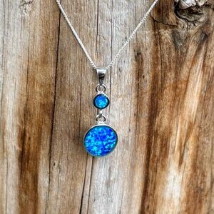 NEW! Blue Fire Opal Necklace